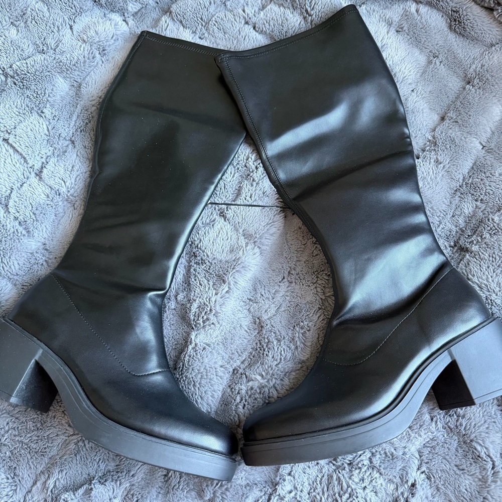 Danika Stretch Tall Combat Boots with Memory Foam Insole - Wild Fable™ Black 11 - Picture 9 of 12